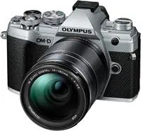 Olympus OM-D E-M5 Mark III CSC  Silver (20 MP, 4k Video, 5-Axis Image Stabilisation, Phase Detection AF) + 14-150 mm EZ Lens Black image
