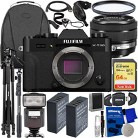 PhoenixPhoto | FUJIFILM Intl FUJIFILM X-T30 II Mirrorless  with XC 15-45mm OIS PZ Lens (Black) + Advanced Accessory Bundle image