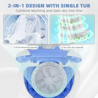 Elevon Portable Mini Washing Machine With Spin Dryer Image