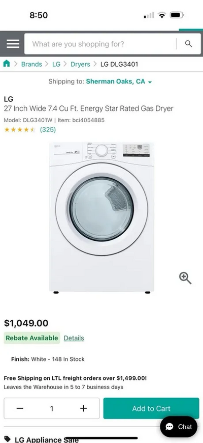 LG Wm3400cw &  dryer d3401w Image