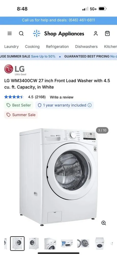LG Wm3400cw &  dryer d3401w Image