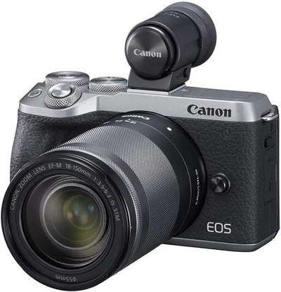 Canon USA Canon EOS M6 Mark II (Silver)+EF-M 18-150mm f/3.5-6.3 IS STM + EVF Kit Image
