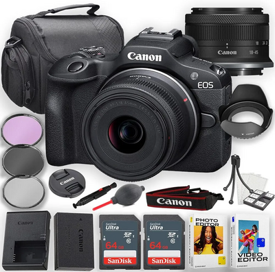 Canon EOS R100 RF-S18-45mm F4.5-6.3 IS STM & RF-S55-210mm F5-7.1 IS STM Lens Kit Image