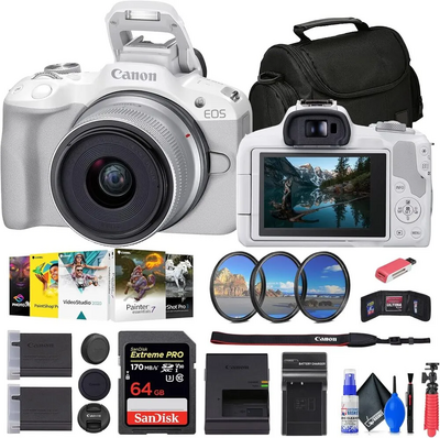 Canon EOS R50 RF-S18-45mm F4.5-6.3 IS STM Lens Kit (White) Image
