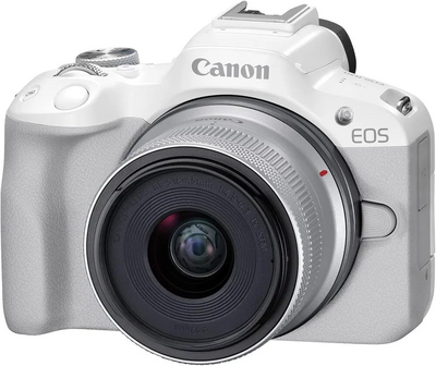 Canon EOS R50 RF-S18-45mm F4.5-6.3 IS STM Lens Kit (White) Image
