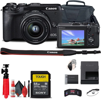 Canon EOS M6 Mark II Mirrorless , (Black)+EF-M 15-45mm F/3.5-6.3 IS STM + EVF Kit Image