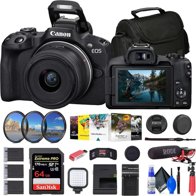 Canon EOS R50 RF-S18-45mm F4.5-6.3 IS STM Lens Kit (Black) Image