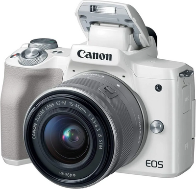 Canon EOS M50 Mirrorless Digital  with 15-45mm Lens (White) Image