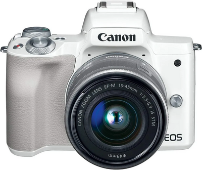 Canon EOS M50 Mirrorless Digital  with 15-45mm Lens (White) Image
