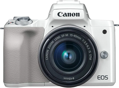 Canon EOS M50 Mirrorless Digital  with 15-45mm Lens (White) Image