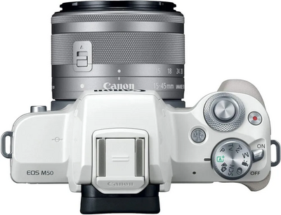 Canon EOS M50 Mirrorless Digital  with 15-45mm Lens (White) Image