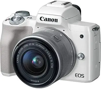 Canon EOS M50 Mirrorless Digital  with 15-45mm Lens (White) Image