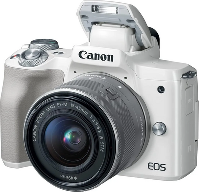 Canon EOS M50 Mirrorless Digital  with 15-45mm Lens (White) Image