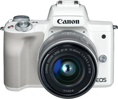 Canon EOS M50 Mirrorless Digital  with 15-45mm Lens (White) Image
