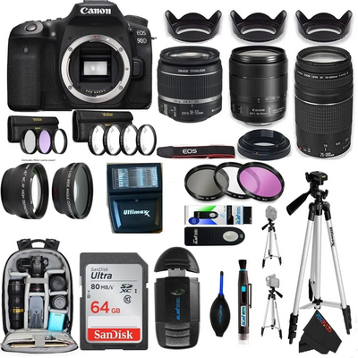Canon EOS 90D DSLR  with three Lens Kit Image