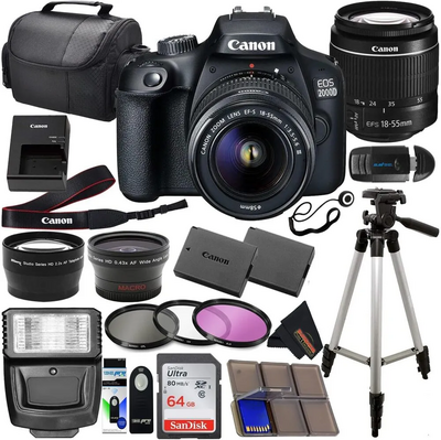 Canon 2000D digital camera with 18-55mm Lens Image