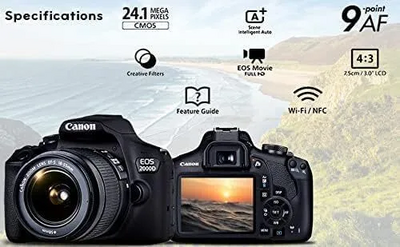 Canon 2000D digital camera with 18-55mm Lens Image