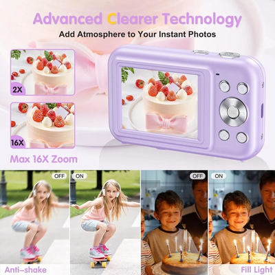 DGVDO Purple Digital  with 32G Micro SD Card and Rechargeable Battery Image
