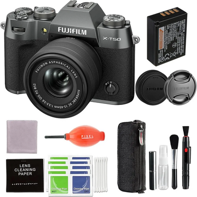 Fujifilm X-T50 Body, Charcoal Silver with XC15-45mmF3.5-5.6 OIS PZ Lens Kit Image