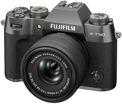 Fujifilm X-T50 Body, Charcoal Silver with XC15-45mmF3.5-5.6 OIS PZ Lens Kit Image