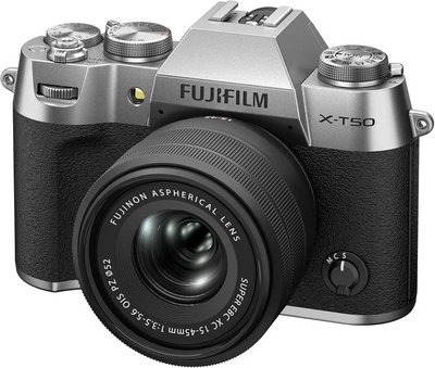 Fujifilm X-T50 Body, Silver with XC15-45mmF3.5-5.6 OIS PZ Lens Kit Image