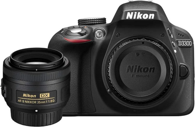 Nikon D3300 DSLR Body (Black) w/ 35mm f/1.8G Image