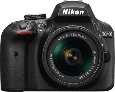 Nikon D3400 DSLR  w/ AF-P DX NIKKOR 18-55mm f/3.5-5.6G VR Lens - Black (Certified Refurbished) Image
