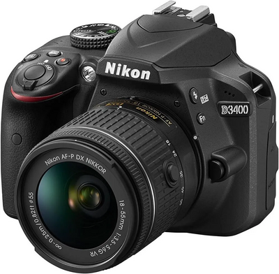 Nikon D3400 DSLR  w/ AF-P DX NIKKOR 18-55mm f/3.5-5.6G VR Lens - Black (Certified Refurbished) Image