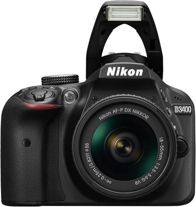 Nikon D3400 DSLR  w/ AF-P DX NIKKOR 18-55mm f/3.5-5.6G VR Lens - Black (Certified Refurbished) Image