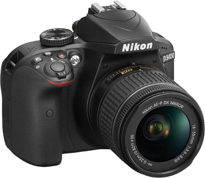 Nikon D3400 DSLR  w/ AF-P DX NIKKOR 18-55mm f/3.5-5.6G VR Lens - Black (Certified Refurbished) Image