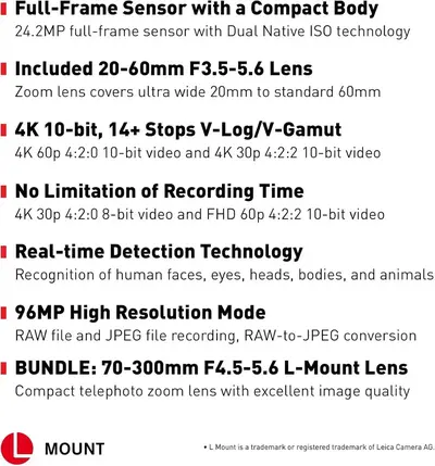 Panasonic LUMIX S5|4K Mirrorless Full-Frame |L-Mount | LUMIX S 20-60mm F3.5-5.6 Lens – (DC-S5KK) Image