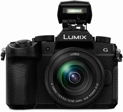 Panasonic LUMIX G95 20.3 Megapixel Mirrorless , 12-60mm F3.5-5.6 Micro Four Thirds Lens, 5-Axis Dual I.S. 2, 4K 24p 30p Video, Pre-installed V-Log L, 3” Flip-out Touchscreen - DC-G95MK (Black) Image