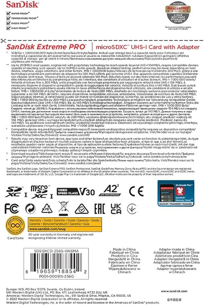 SanDisk Extreme PRO microSDXC UHS-I Card Image