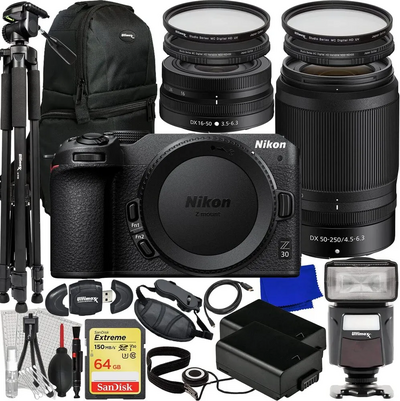 Ultimaxx Deluxe Bundle + Nikon Z30 Mirrorless  with 16-50mm & 50-250mm Lenses Image