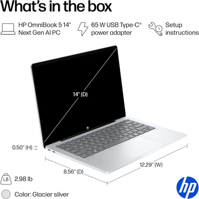 HP OmniBook 5 14 inch Laptop Next Gen AI PC 14-he0099nr Image