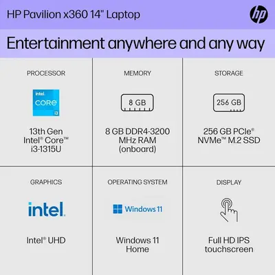 HP Pavilion x360 14 inch 2-in-1Laptop PC 14-ek1099nr Image