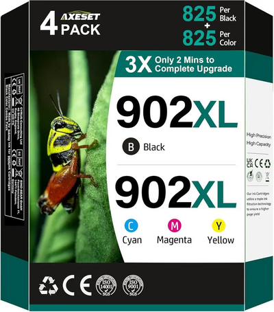 AXESET for Printers 6978 for HP 902XL Ink Cartridges Combo Pack 902XL Ink Cartridges for HP Printers Image