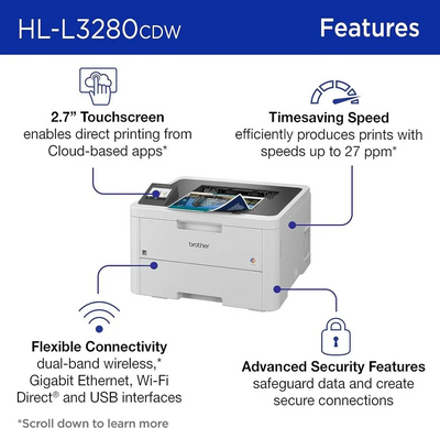 Brother New MFCL3280CDW Adds: 2.7" Touchscreen Display Image