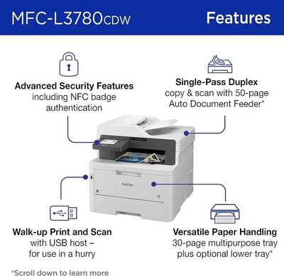 Brother New MFCL3780CDW: Adds Optional Paper Tray Image