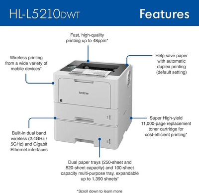 Brother HLL5210DWT (Wireless + Multipurpose Tray) Image