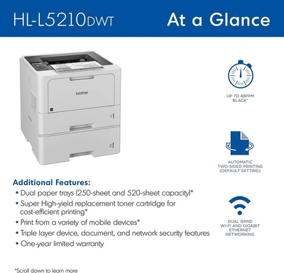 Brother HLL5210DWT (Wireless + Multipurpose Tray) Image