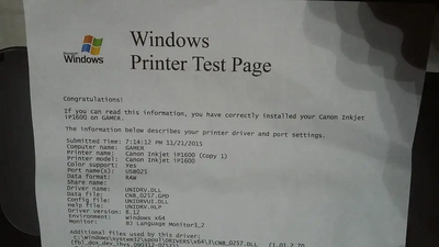 Canon PIXMA IP1600 Image