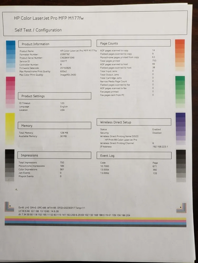 HP Laserjet pro mfp m177fw Image