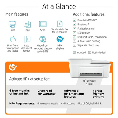 HP Deskjet plus 4158 all-in-one inkjet printer Image