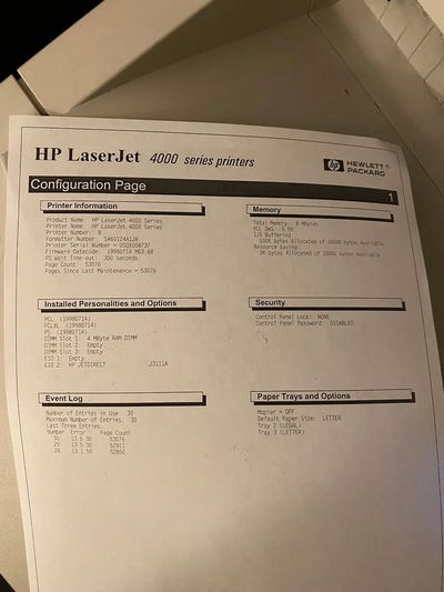 HP LaserJet 4000TN Image