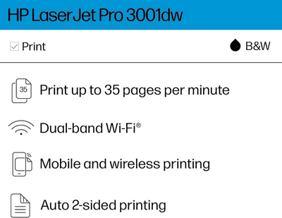 HP New Version: LaserJet Pro 3001dw Image