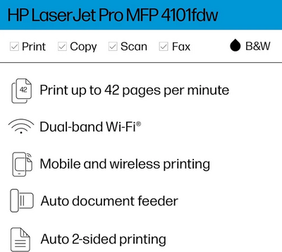 HP New Version: LaserJet Pro 4101fdw Image