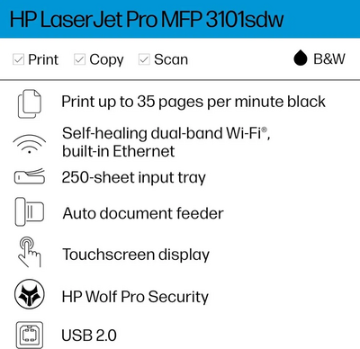 HP LaserJet Pro MFP 3101sdw Printer Image