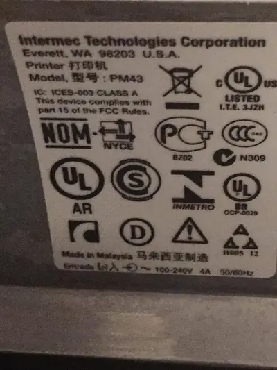 INTERMEC INDUSTRIAL PRINTERS PM43A01000000201 Image