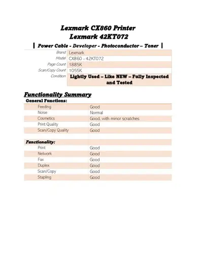 Lexmark CX860dtfe Image